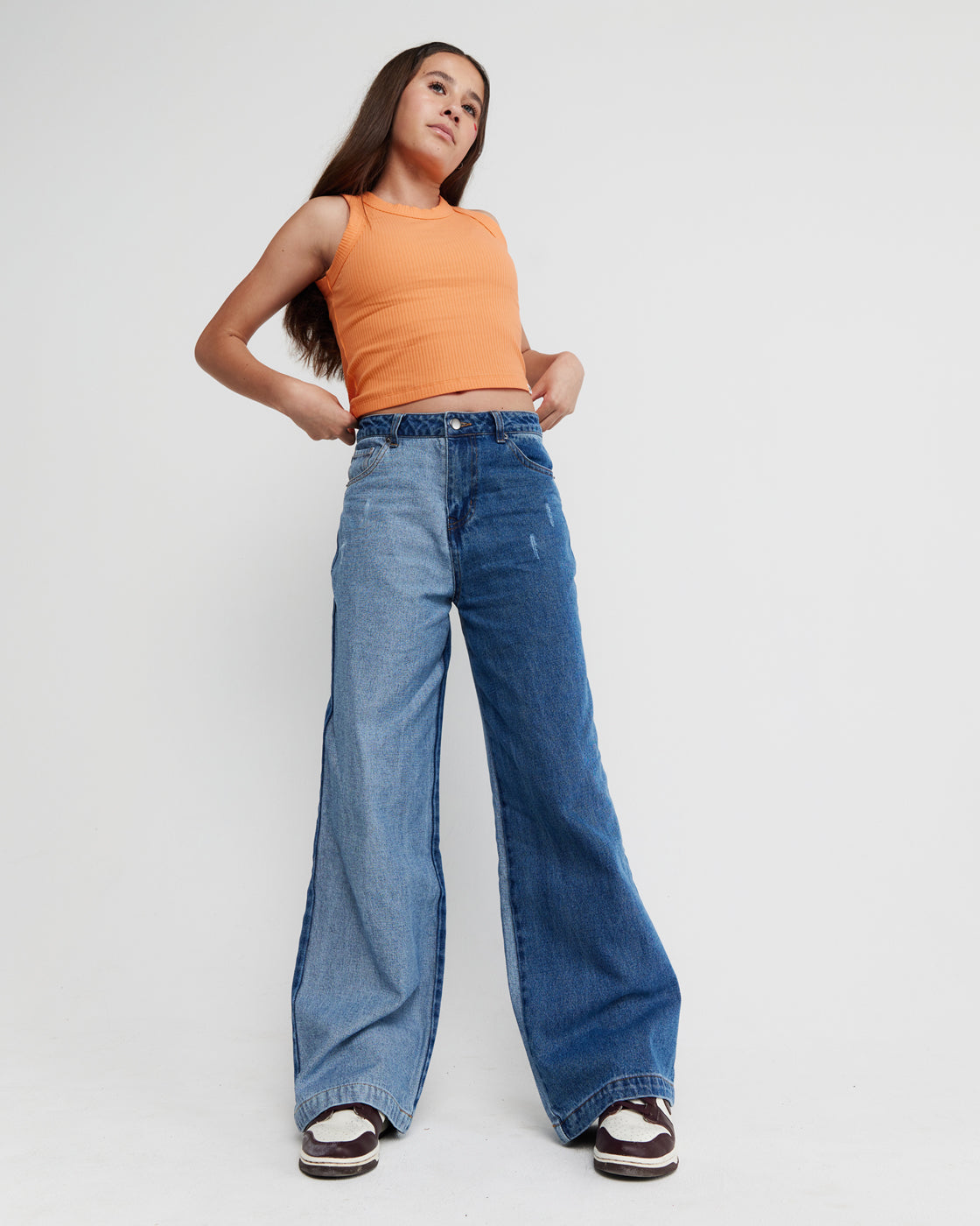 Girls jeans - angled front view