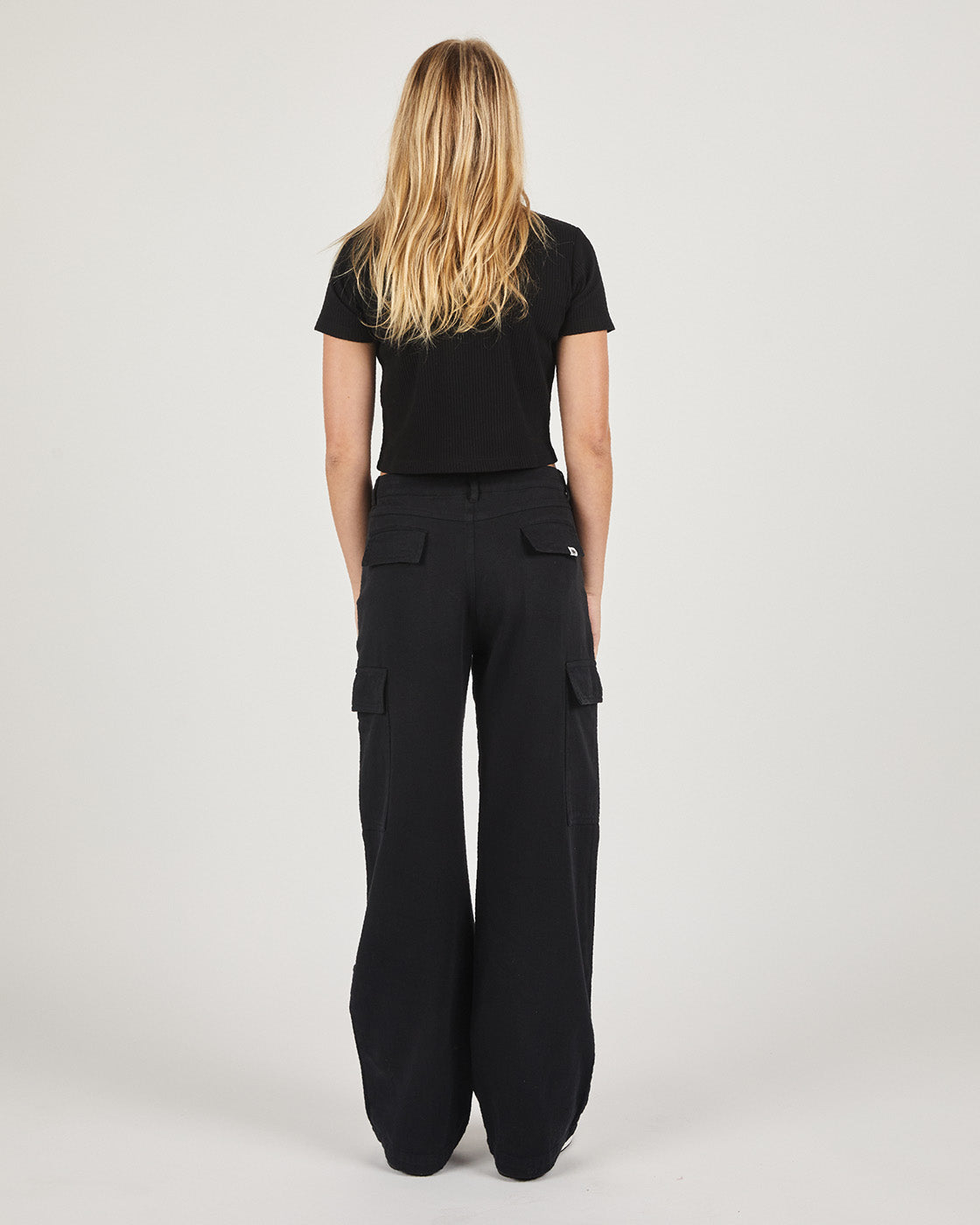Black cargo pants - back view