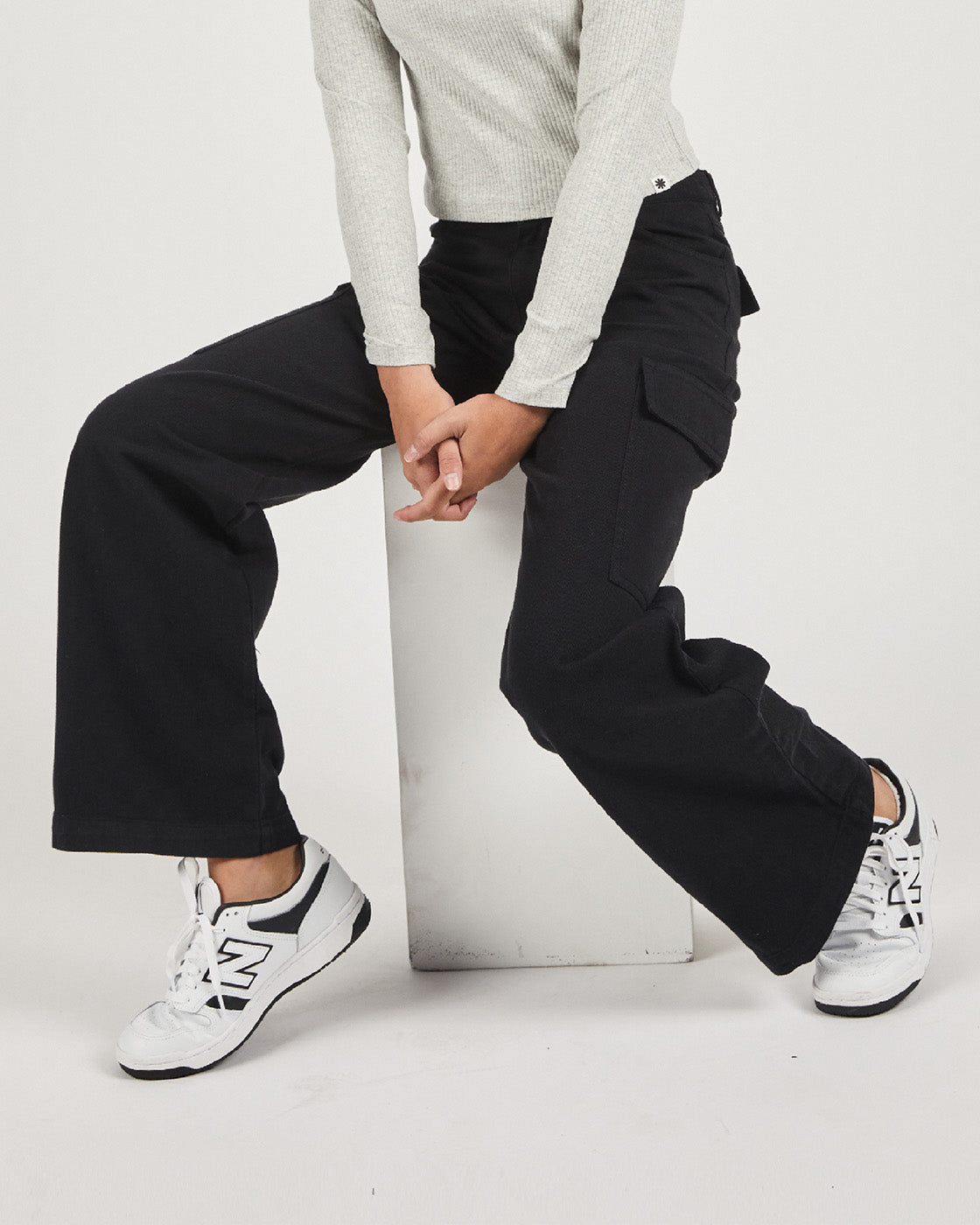 Black cargo pants - close up