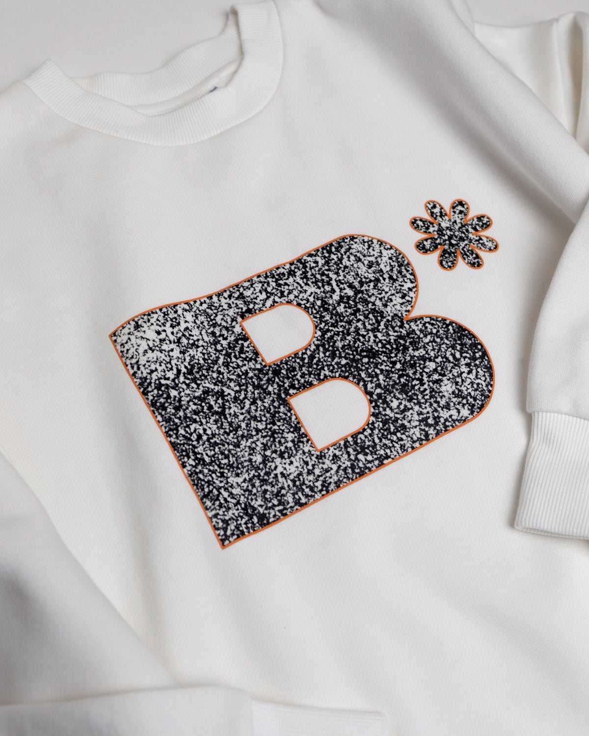 White Oversized B* Printed Crew