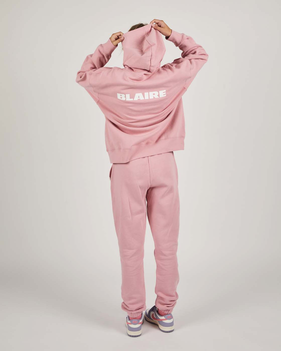 pink hoodie - front view